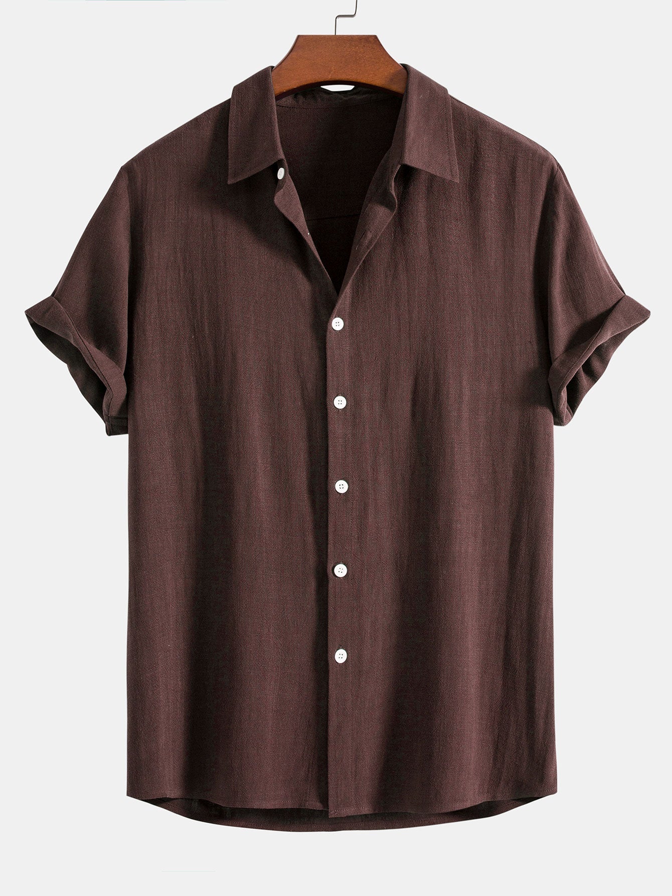Linen Rayon Blend Button Up Shirt — North Row | Flat Lay