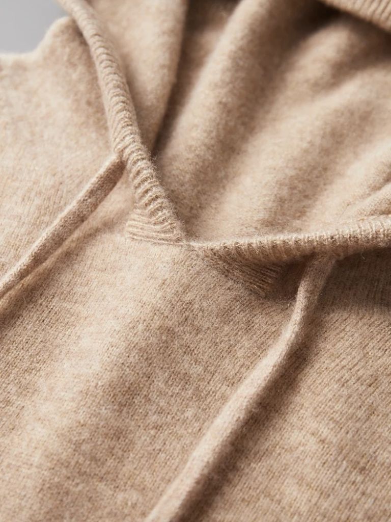 100% Cashmere Hooded Sweater — North Row | Close-Up