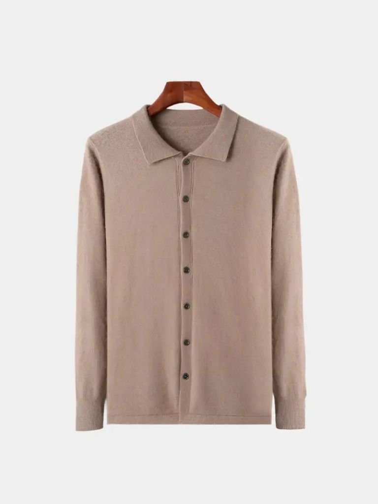 100% Cashmere Polo Cardigan - North Row