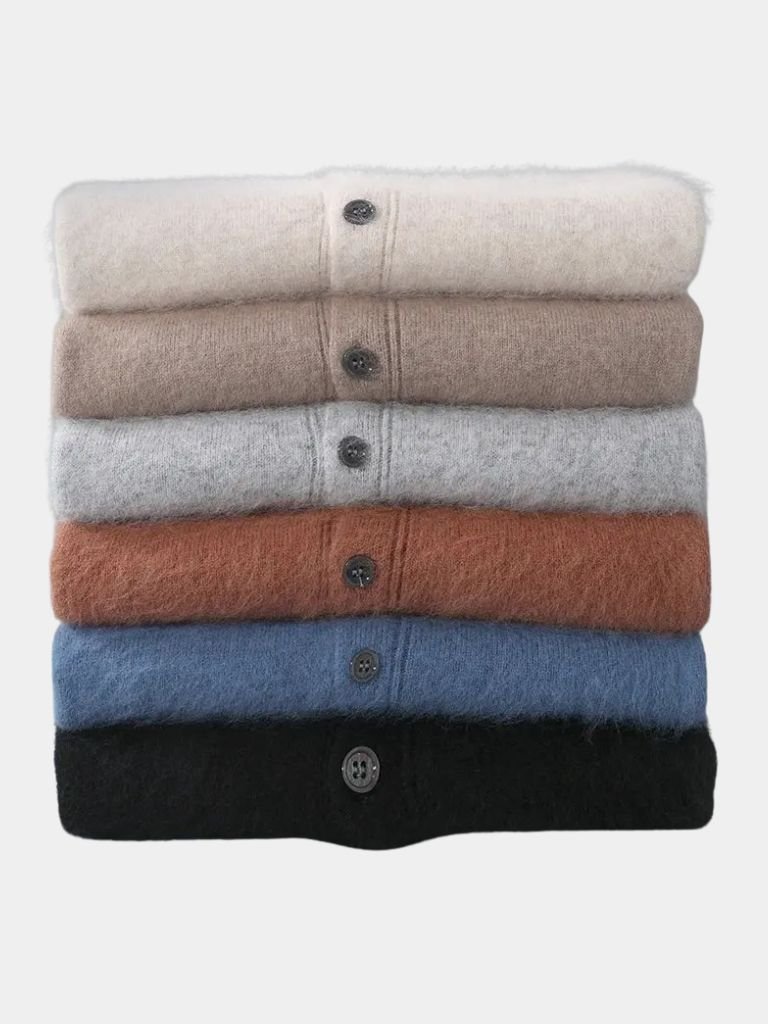 100% Cashmere Polo Cardigan — North Row | Detail View