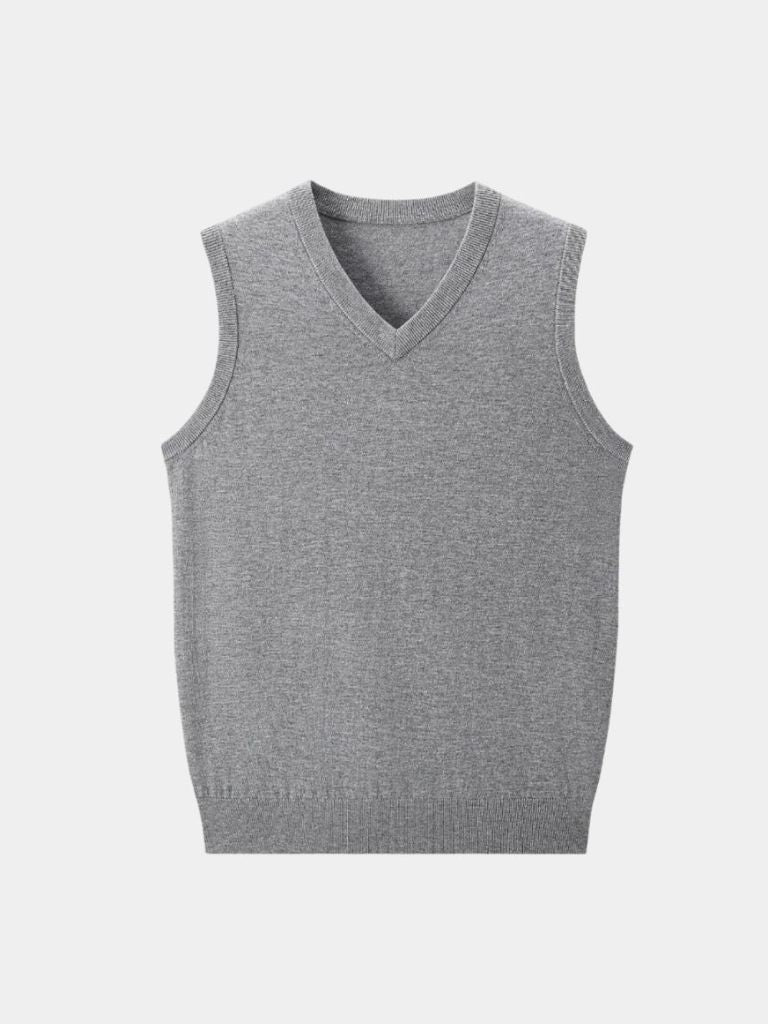 100% Cashmere V Neck Knit Vest — North Row | Close-Up