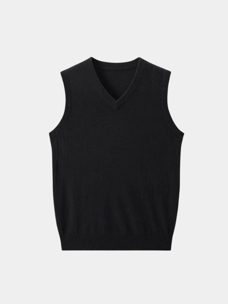 100% Cashmere V Neck Knit Vest — North Row | Side View