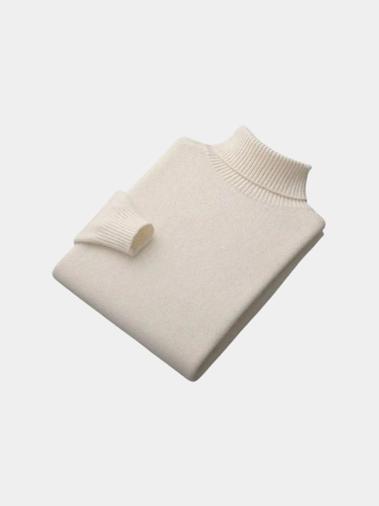 100% Merino Wool Turtleneck Sweater — North Row | Collar Detail