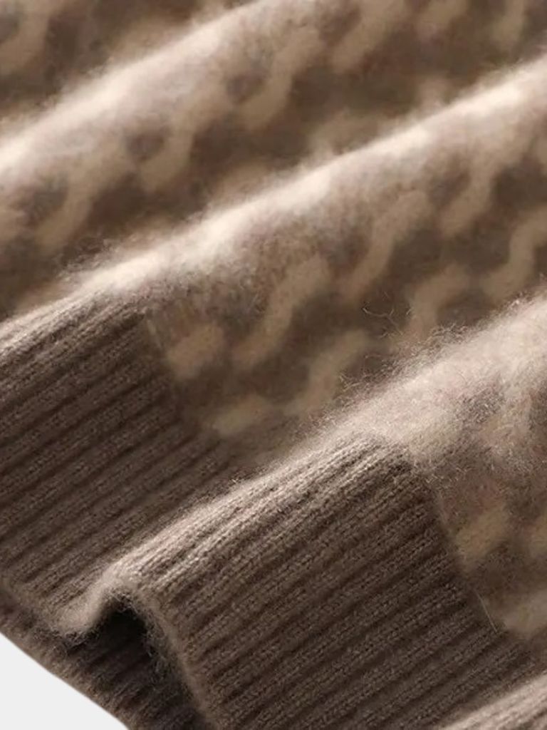 100% Wool Geometric Crew Neck Pullover Sweater — North Row | Worn Look