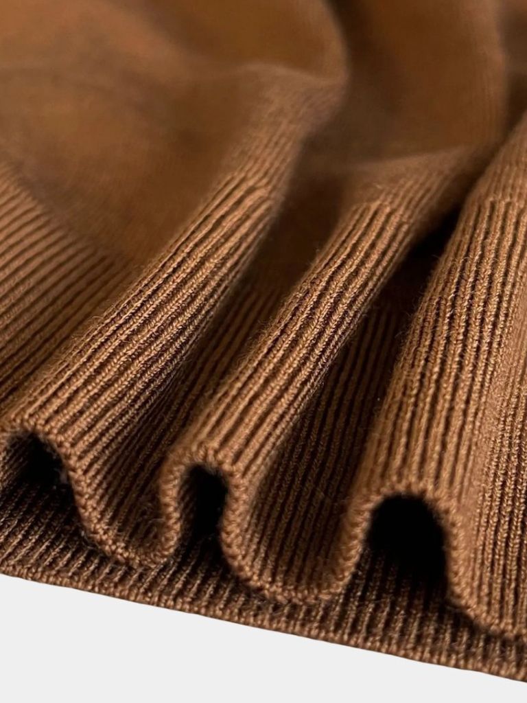 100% Wool Knit V Neck Turndown Polo Pullover — North Row | Detail View
