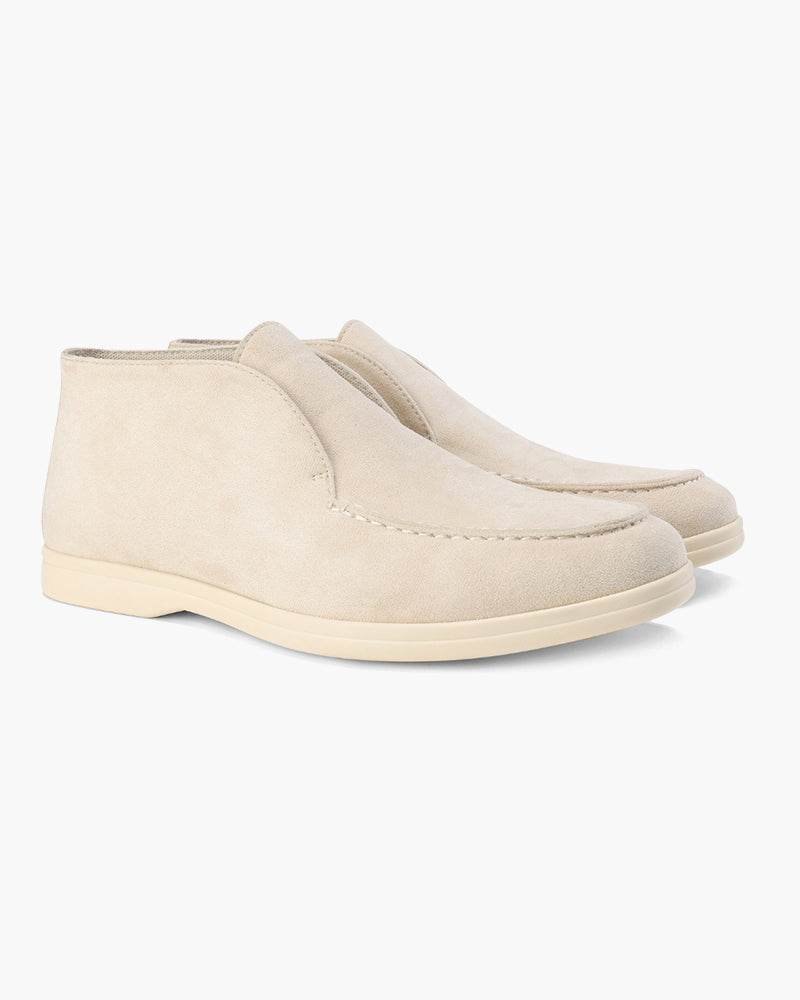 High Suede Loafers — North Row | Model Wearing