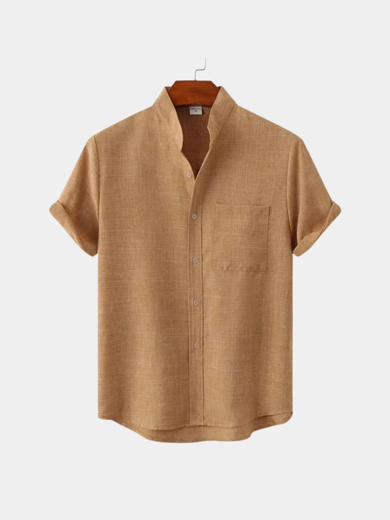 Executive Resort Linen Shirt — North Row | Collar Detail