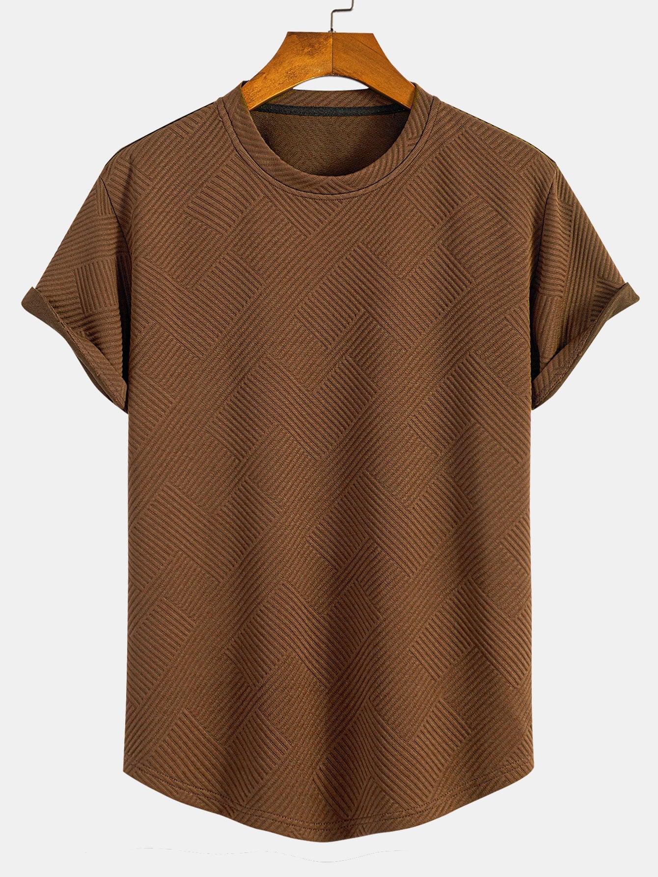 Short Sleeve Stripe Jacquard Arc Hem T-Shirt — North Row | Worn Look