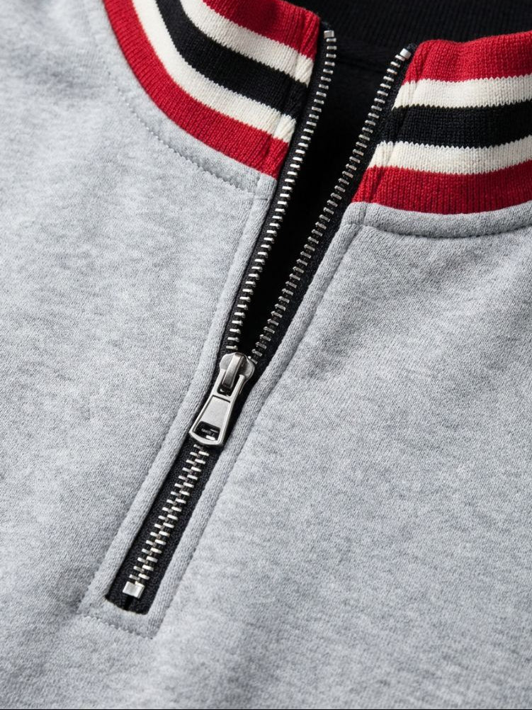 Regent Striped High Collar Pullover — North Row | Detail View