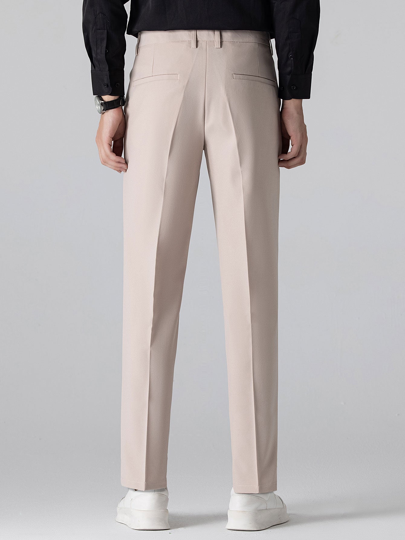 Wave Jacquard Knit V Neck Polo Shirt & Slim Fit Tapered Trousers — North Row | View 14