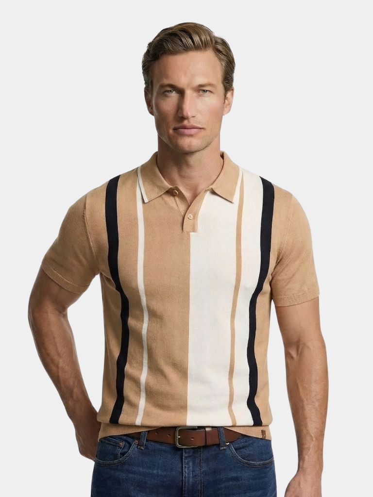 Retro Stripe Polo — North Row | Front View