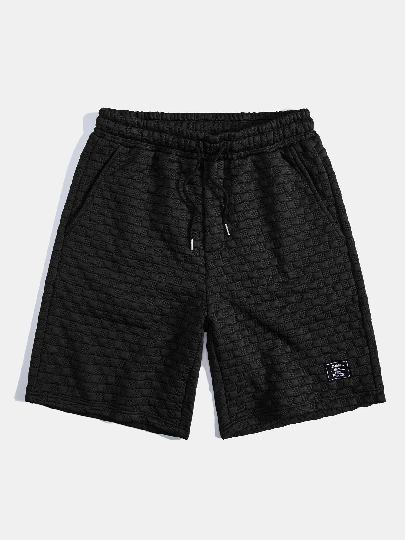 Checkerboard Stand Collar Shirt & Checkerboard Jacquard Shorts — North Row | Texture Detail