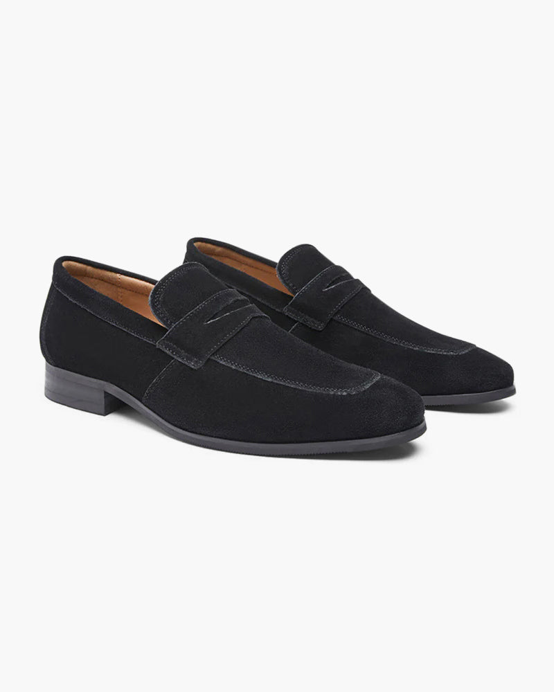 Suede Penny Loafers — North Row | Side View