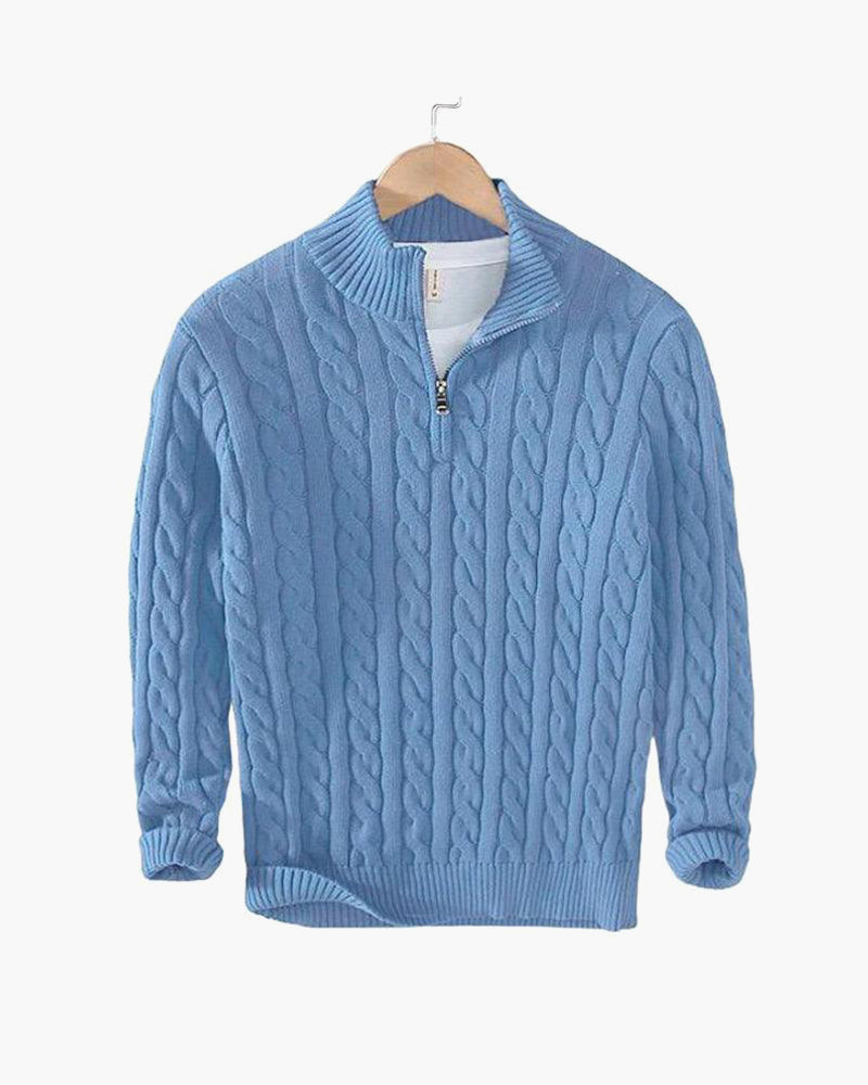 Cable Zipped Cable Sweater — North Row | Lifestyle