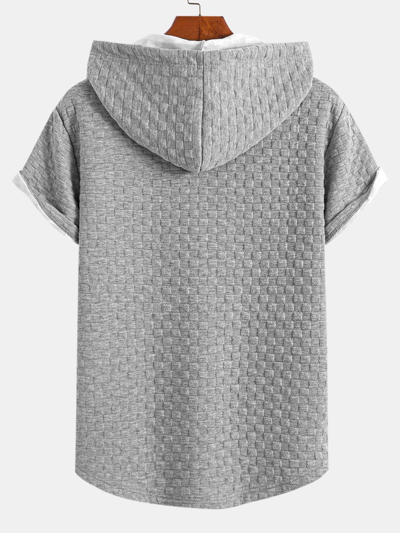 Checkerboard Jacquard Arc Hem Hooded T-Shirt & Shorts — North Row | Texture Detail