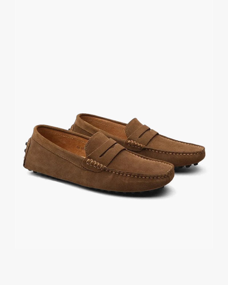 Suede Driver Loafers — North Row | Back View