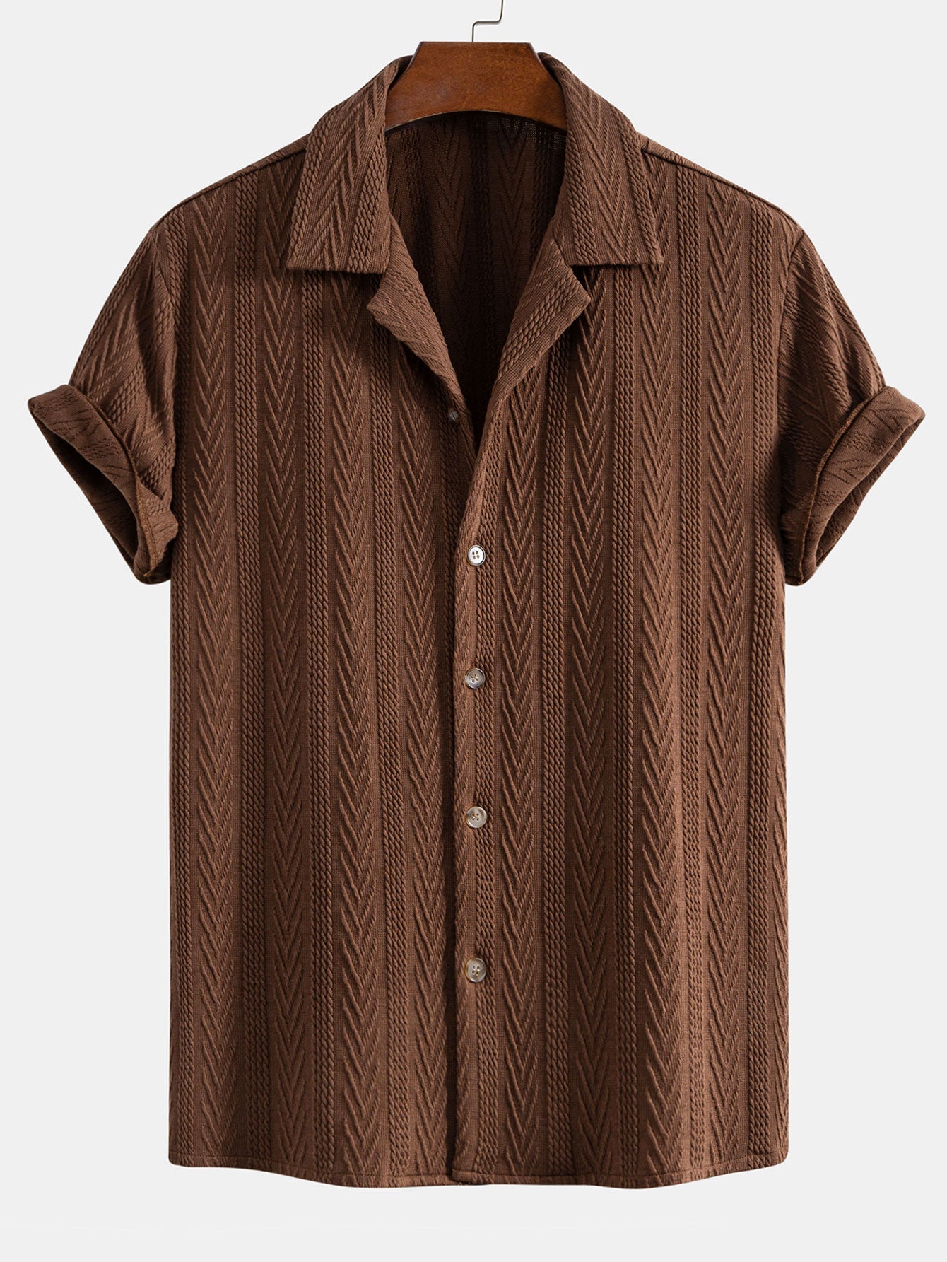 Texture Jacquard Cuban Shirt & Crinkled Textured Drawstring Shorts — North Row | Close-Up