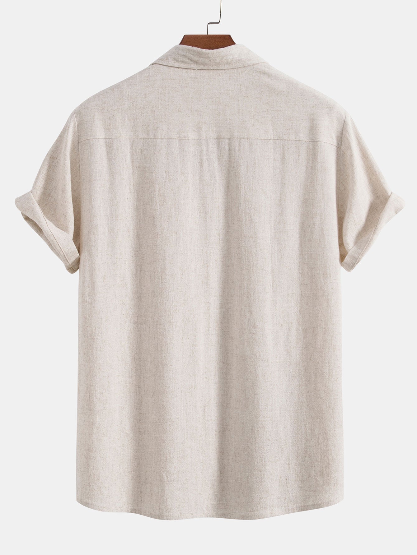 Linen Rayon Blend Button Up Shirt — North Row | Detail View