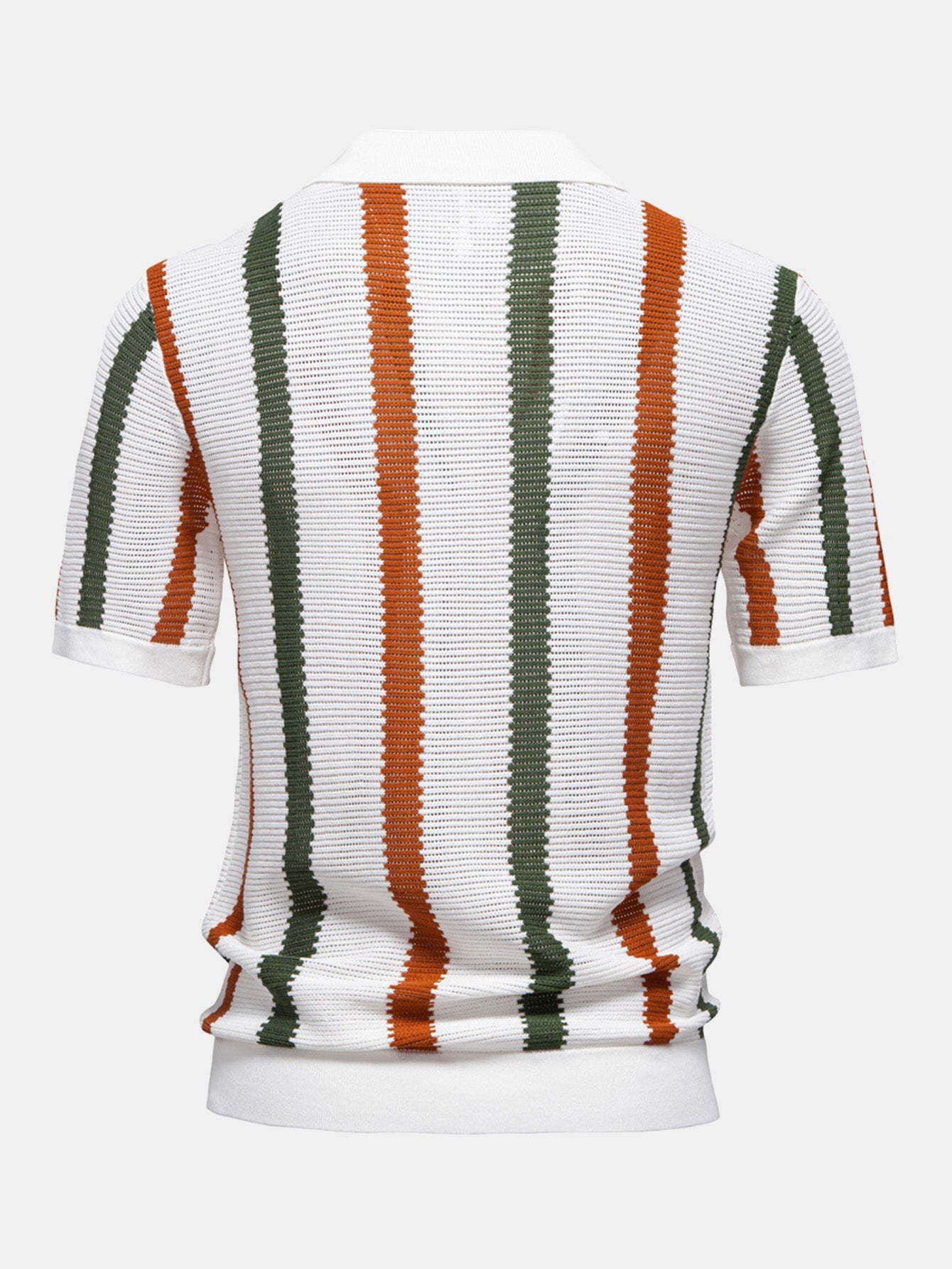 Stripe Knit V Neck Polo Shirt — North Row | Side View