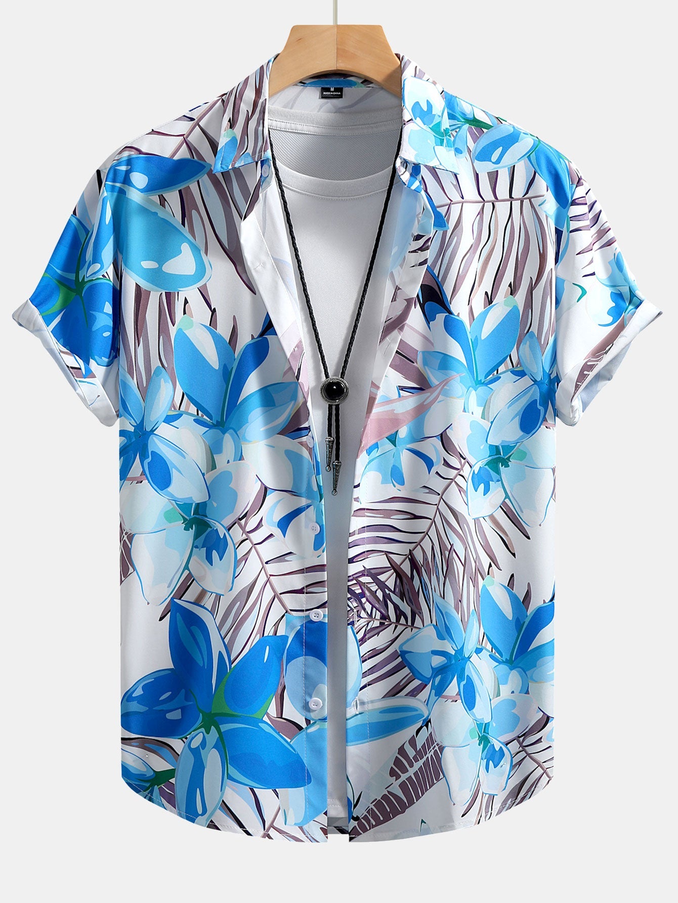Flower Plants Print Button Up Shirt & Swim Shorts — North Row | Model Wearing