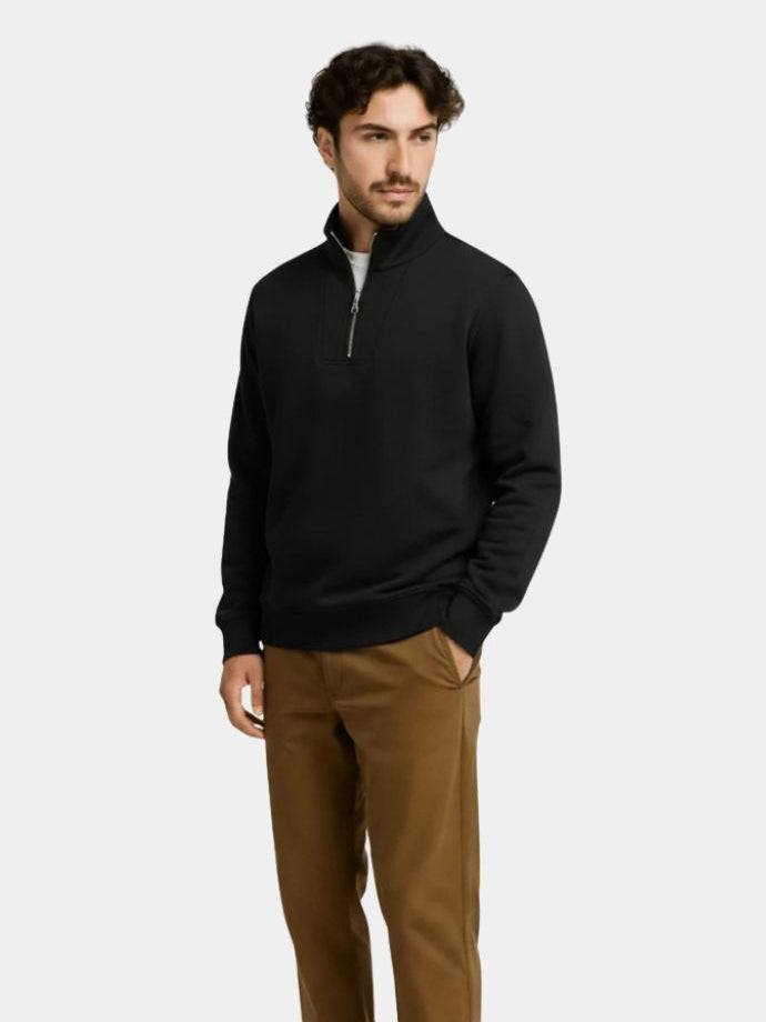 Zip Black Lapel Sports Sweatshirt — North Row | Back View