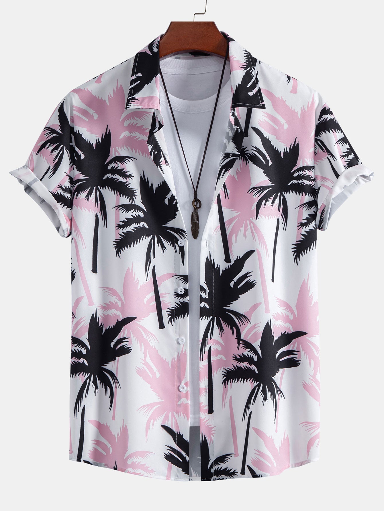 Palm Tree Print Button Up Shirt & Swim Shorts — North Row | Flat Lay