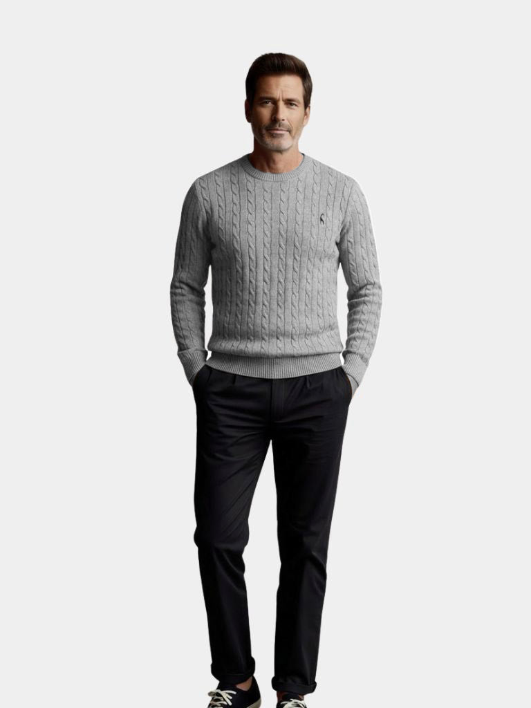 Cotton Crew Neck Pullover Sweater — North Row | Side View