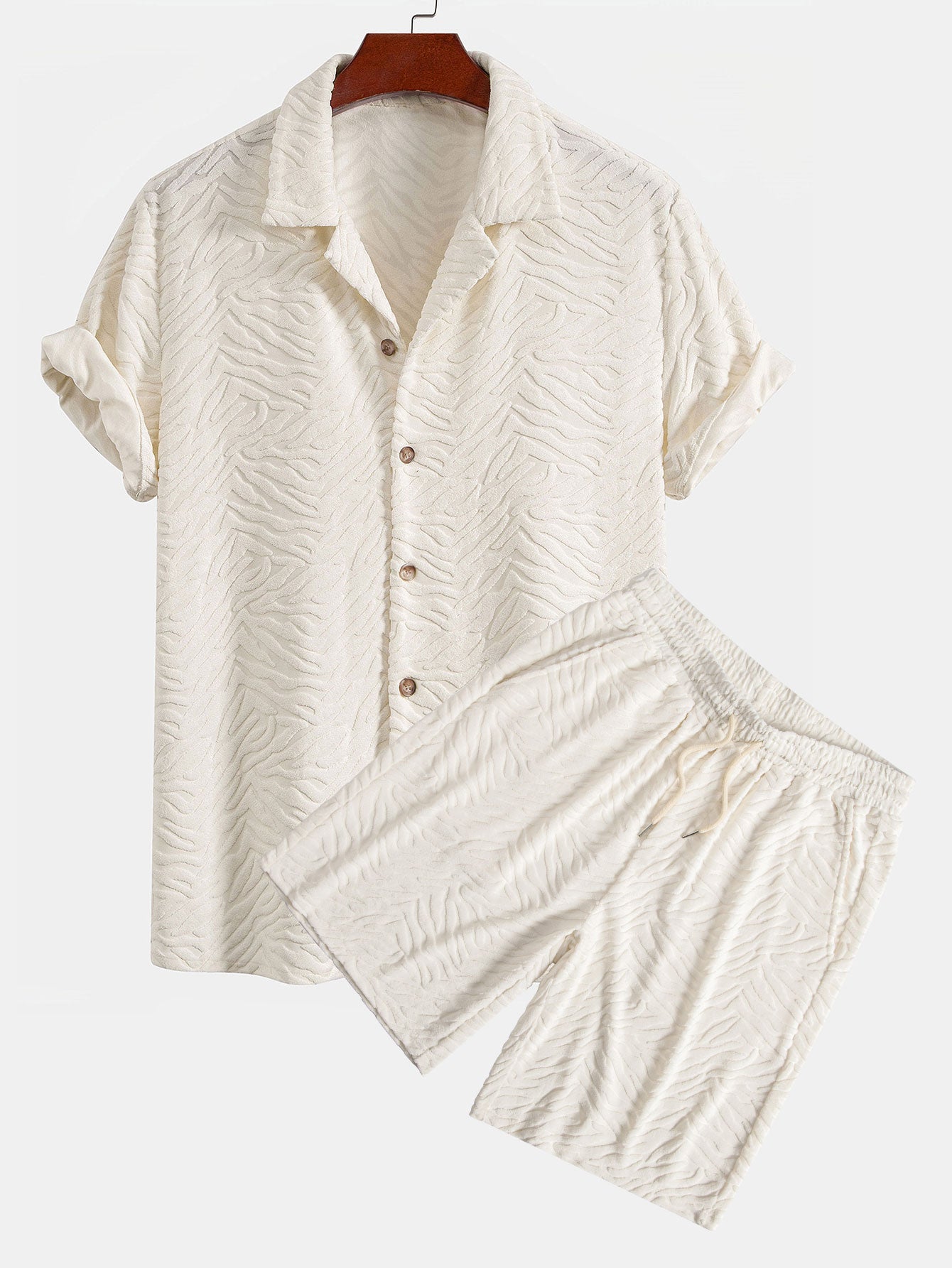 Animal Texture Terry Cuban Shirt & Shorts — North Row | Side View