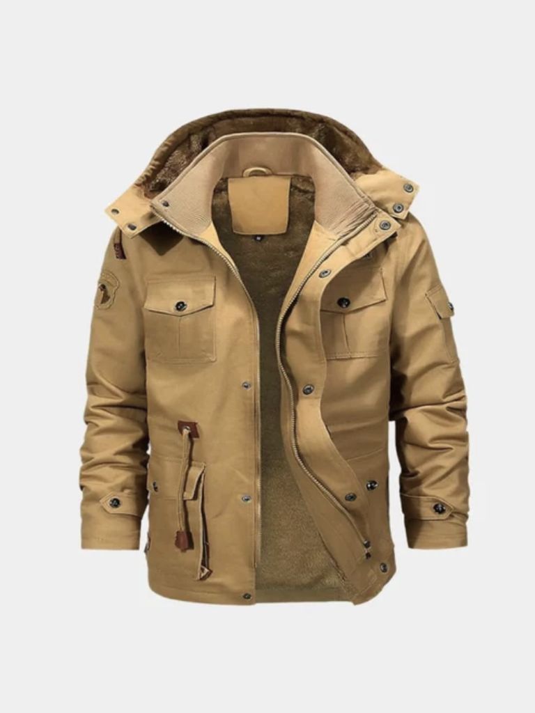 Fleece Hooded Bomber Jacket — North Row | Front View