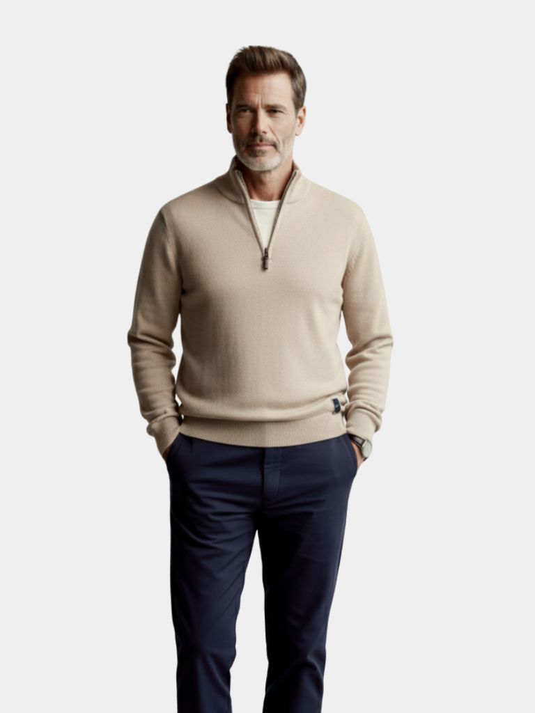 Half Zip Knitwear Solid Color Cardigan Sweater — North Row | Back View