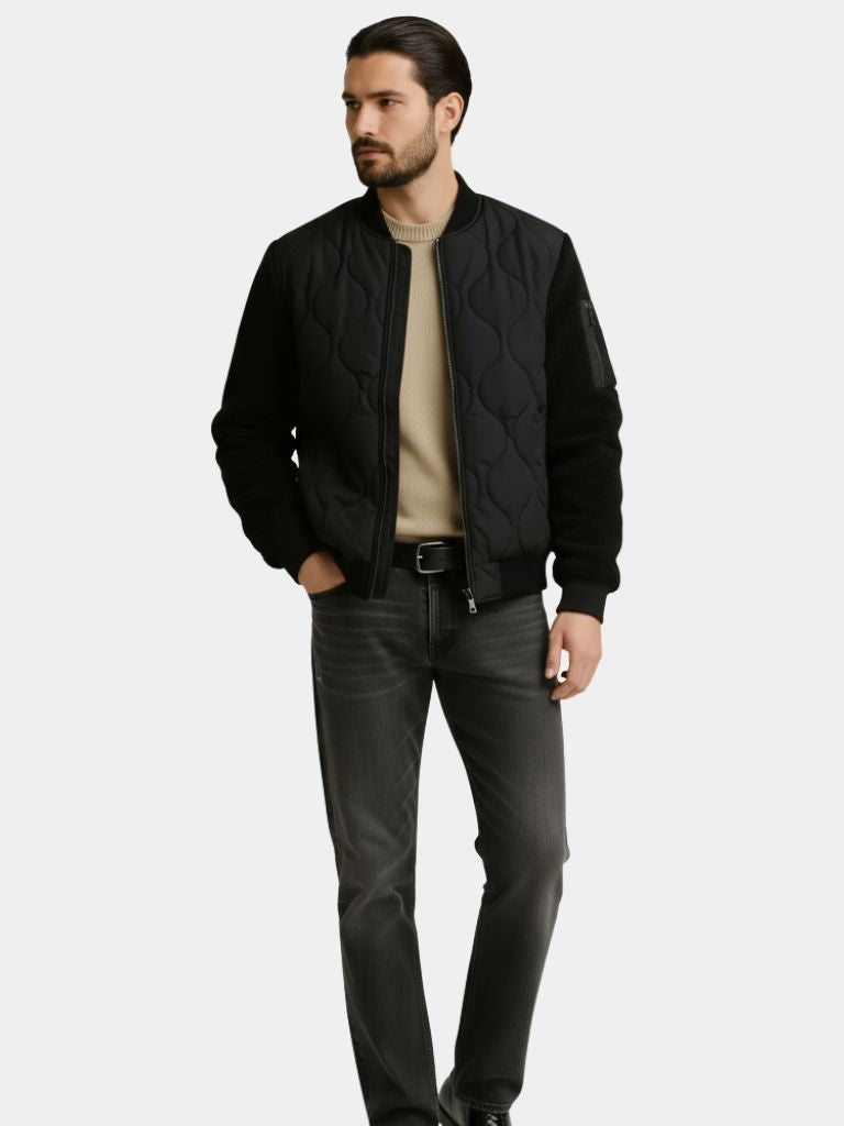 Sherpa Sleeves Padded Bomber Jacket — North Row | Back View