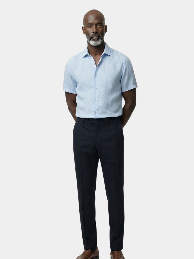 Essential Short Sleeve Linen Shirt — North Row | Back View