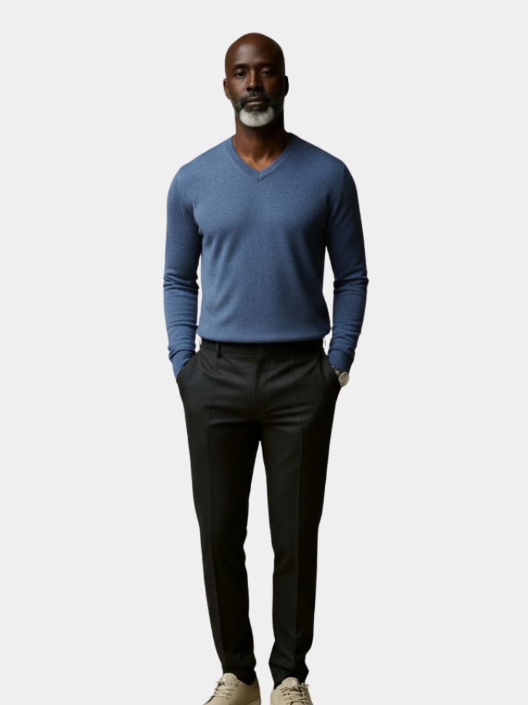Cashmere V Neck Knitwear Sweater — North Row | Back View