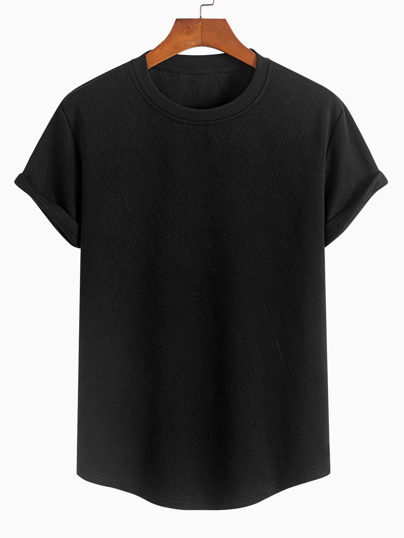 Diamond Jacquard Arc Hem T-Shirt & Diamond Jacquard Shorts — North Row | Close-Up