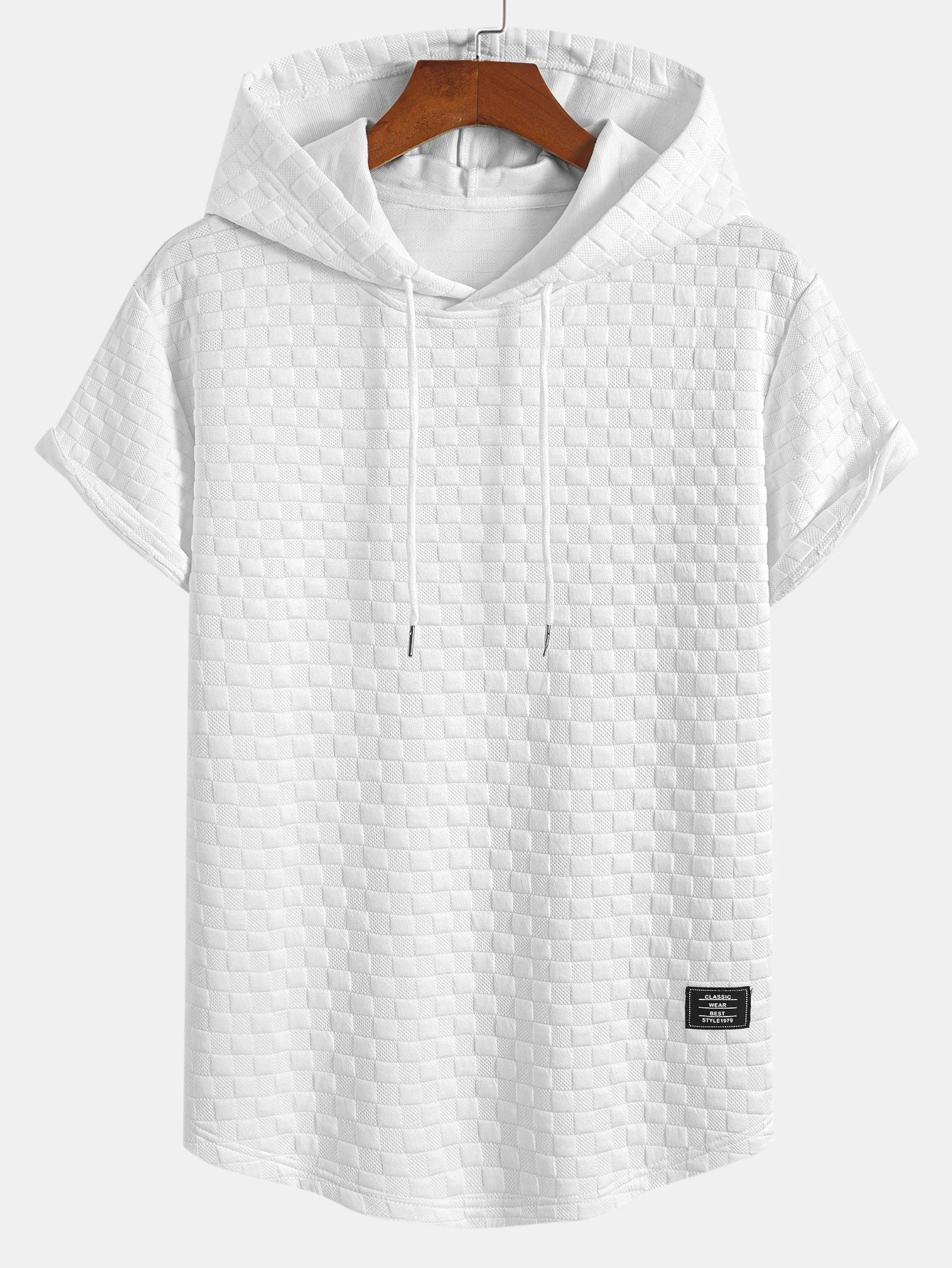 Checkerboard Jacquard Arc Hem Hooded T-Shirt & Shorts — North Row | Detail View
