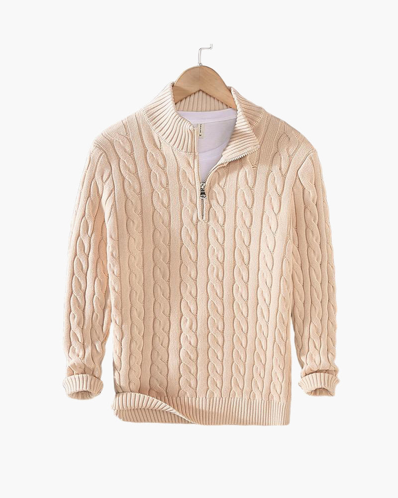 Cable Zipped Cable Sweater — North Row | Full Length