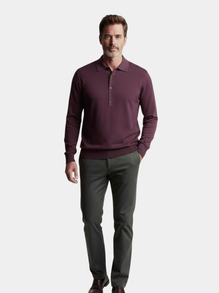 Old Money Knit Polo Pullover — North Row | Back View