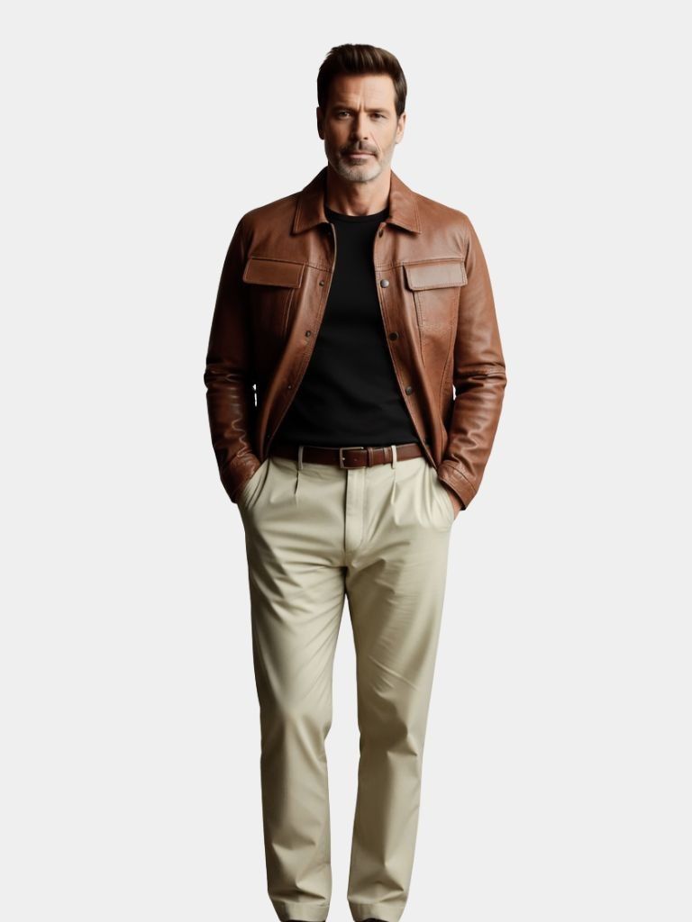 Bronze Rebel Leather Jacket — North Row | Back View