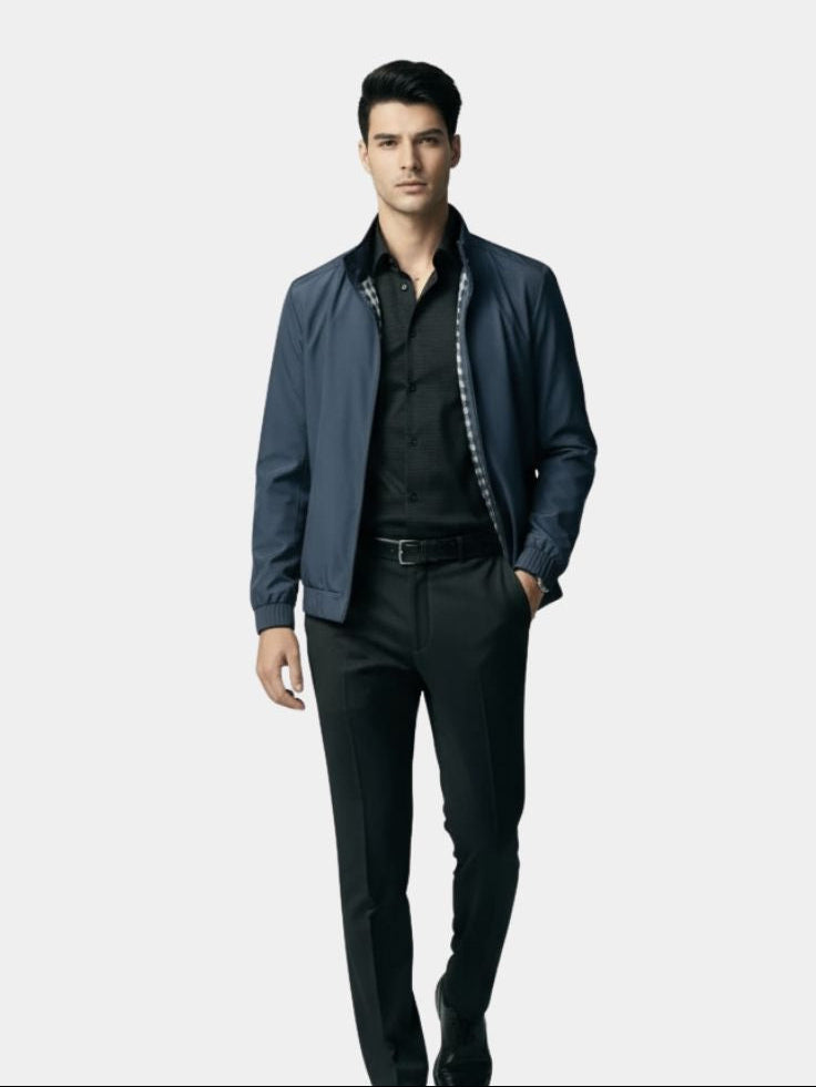 Casual Solid Bomber Jacket — North Row | Back View