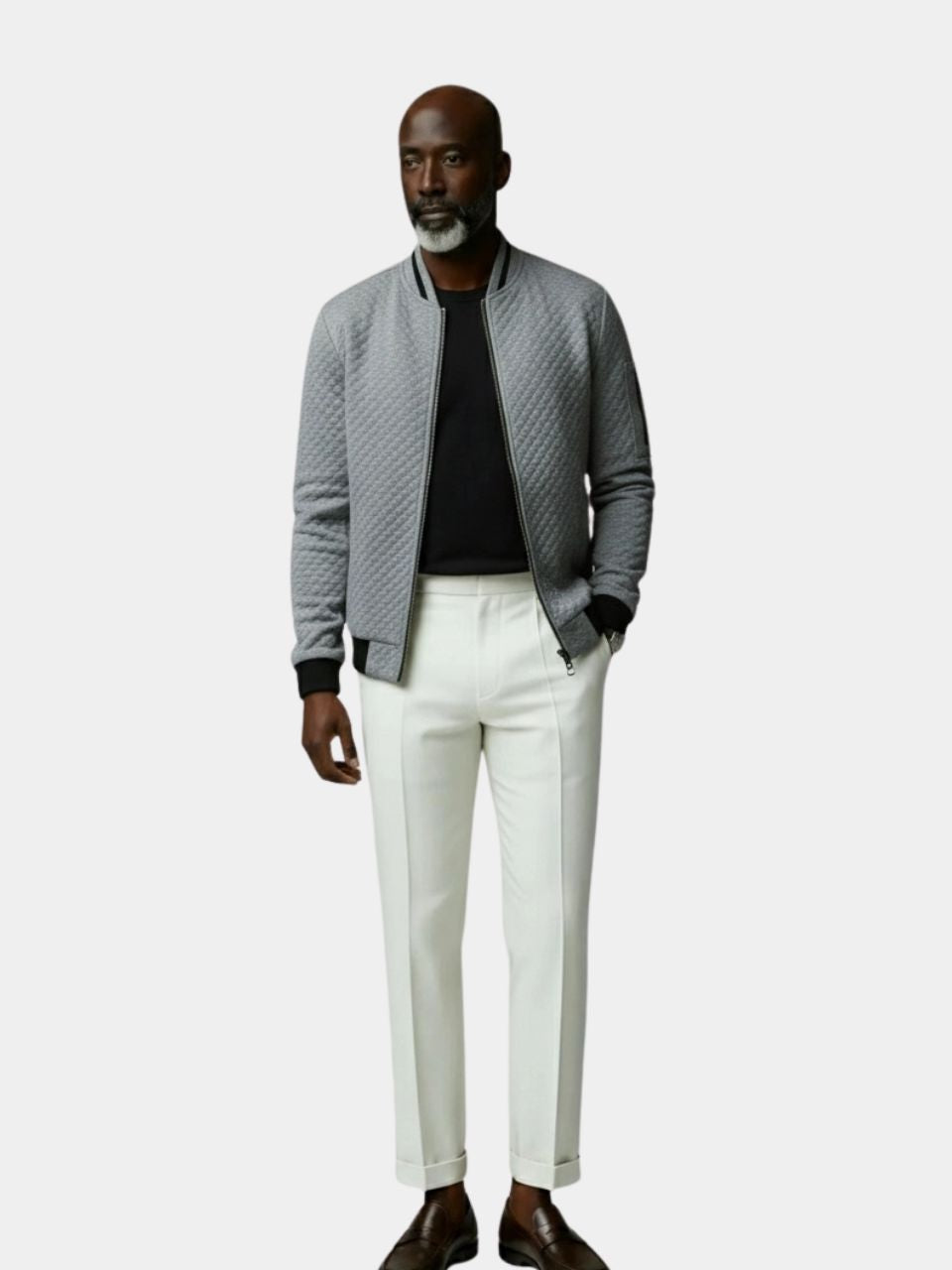 Textured Casual Bomber Jacket — North Row | Back View