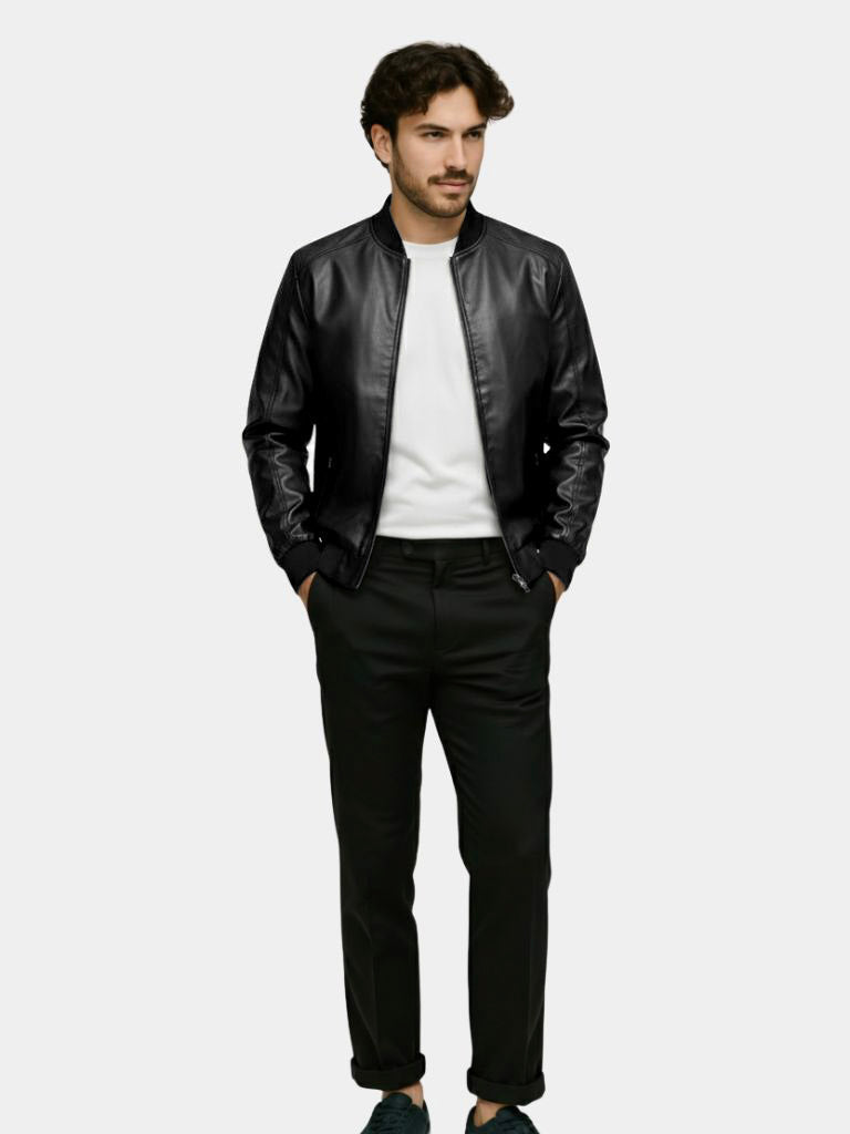 Essential Leather Jacket — North Row | Back View