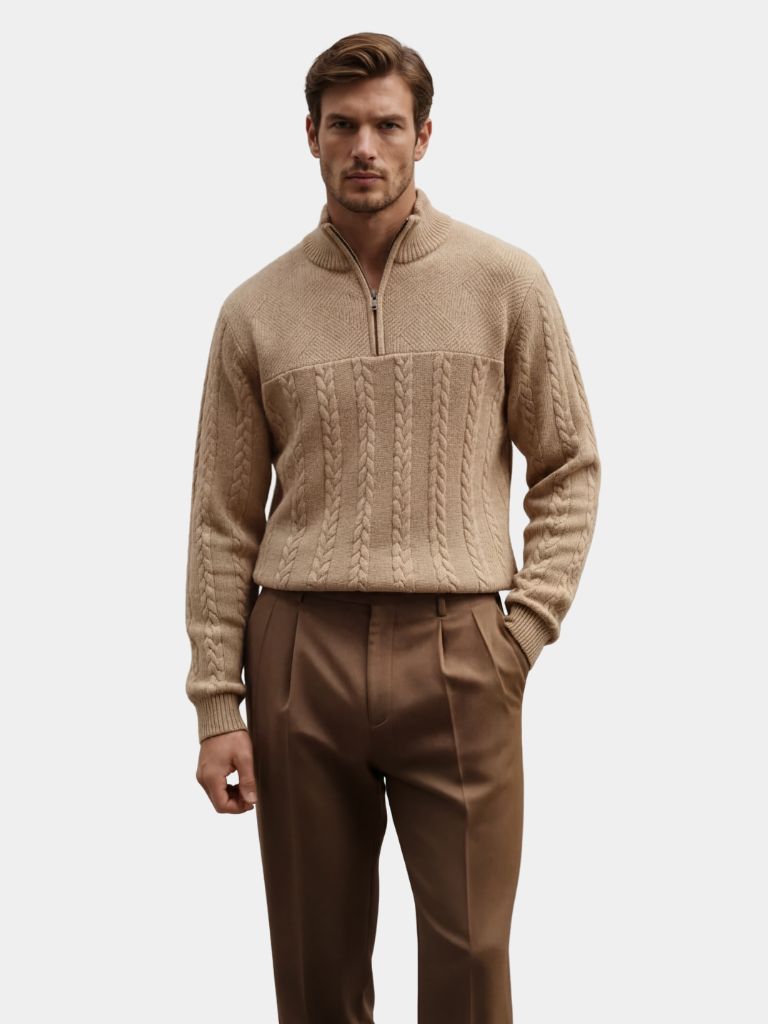Essential Henley High Collar Quarter Zip Pullover — North Row | Back View