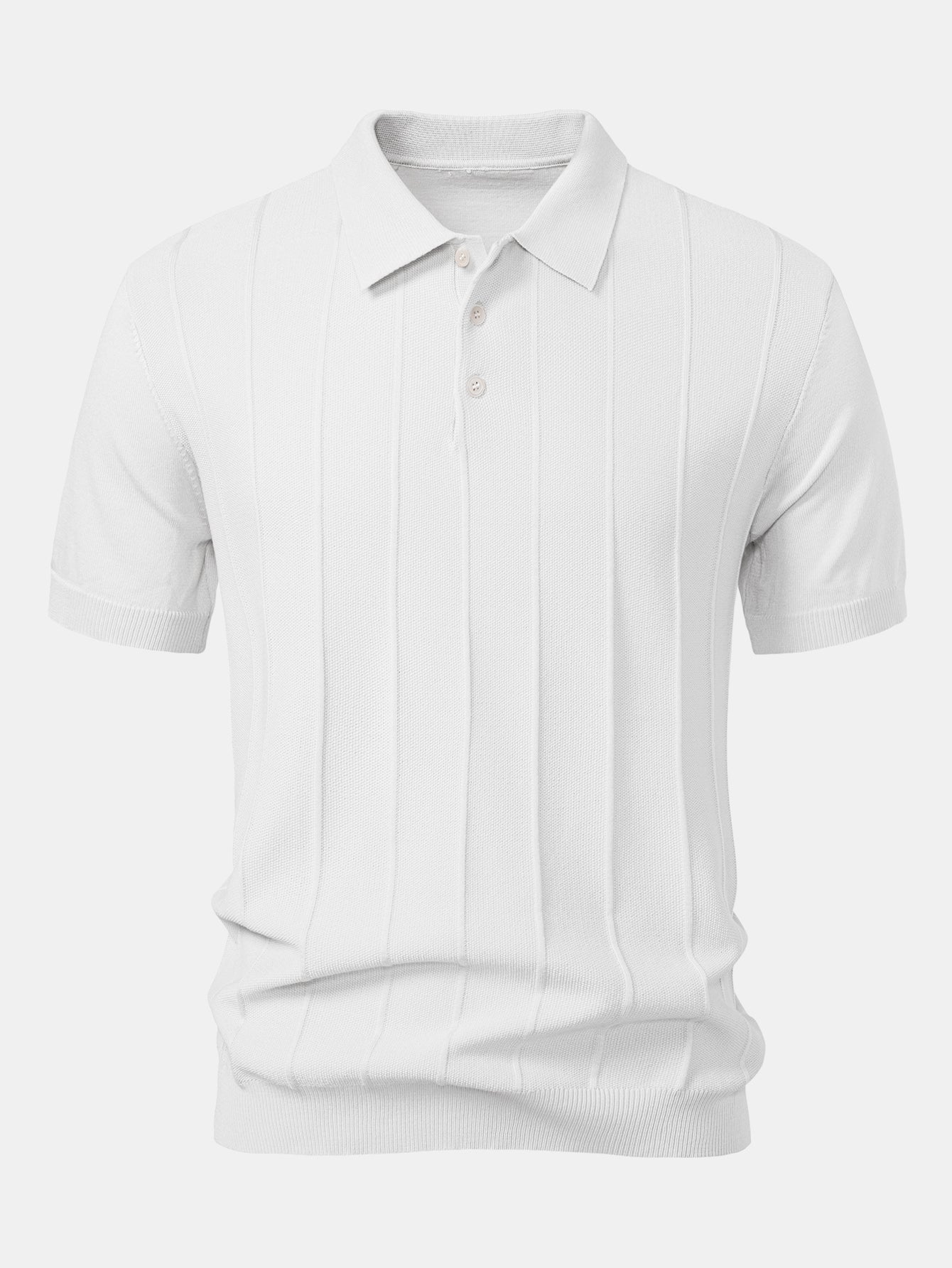 Stripe Jacquard Knit Polo Shirt & Straight Leg Ribbed Pants — North Row | View 14