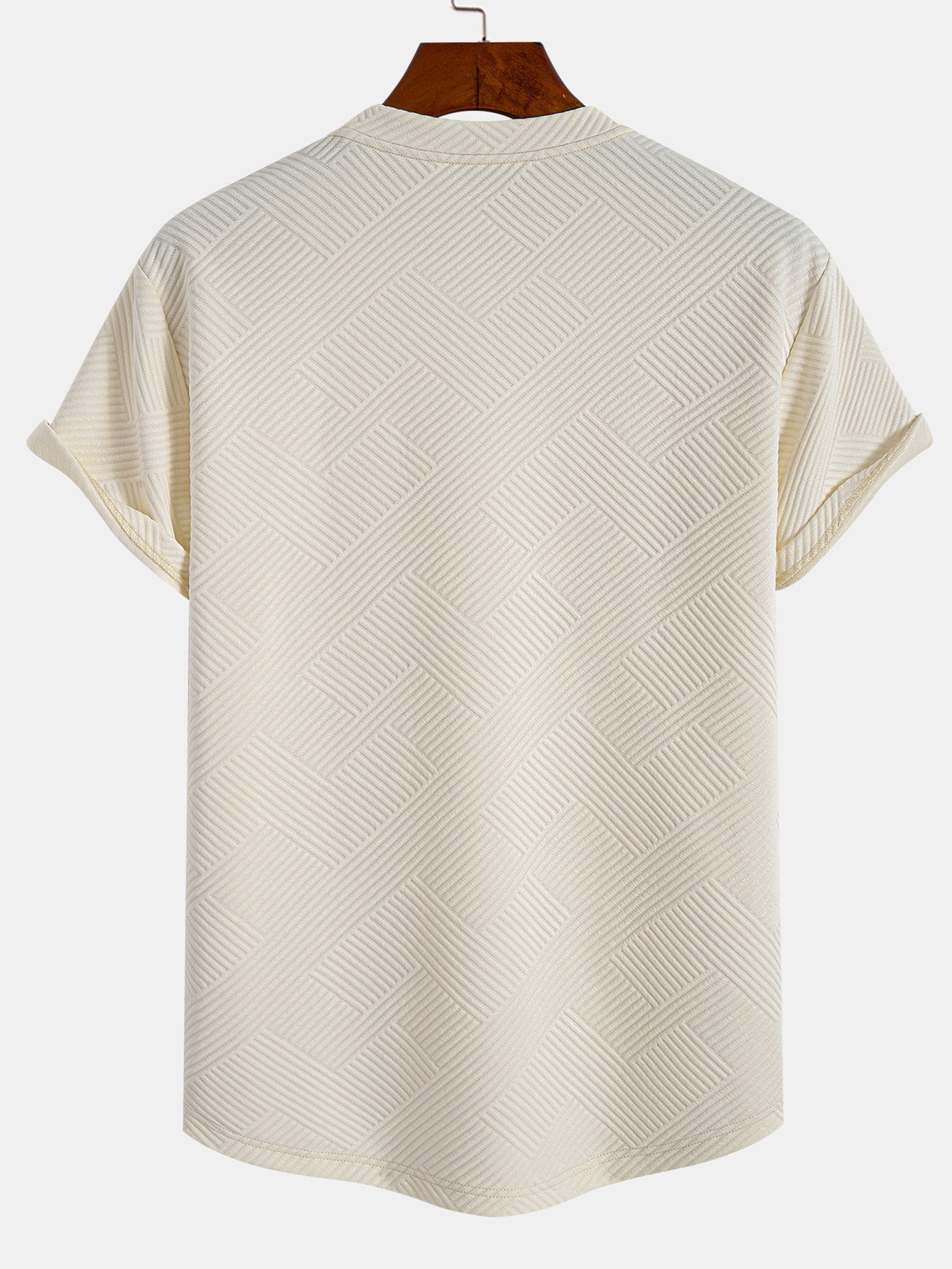 Short Sleeve Stripe Jacquard Arc Hem T-Shirt — North Row | Flat Lay