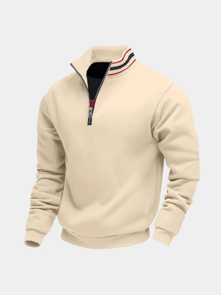 Regent Striped High Collar Pullover — North Row | Lifestyle