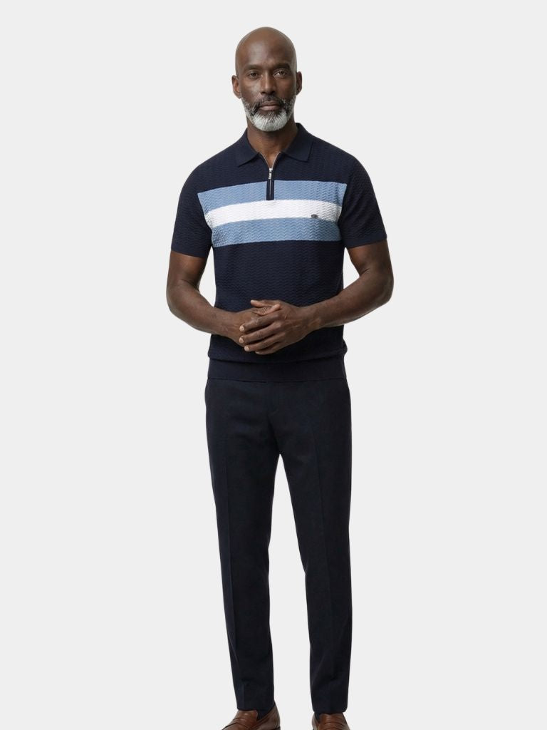 Classic Fit Quarter Zip Business Casual Short Sleeves Polo — North Row | Back View
