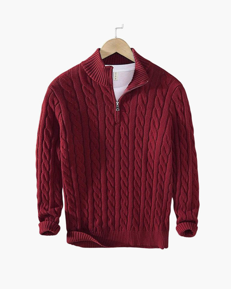 Cable Zipped Cable Sweater — North Row | Worn Look