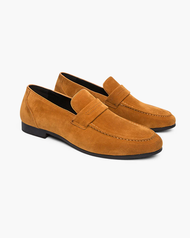 Suede Penny Loafers — North Row | Close-Up