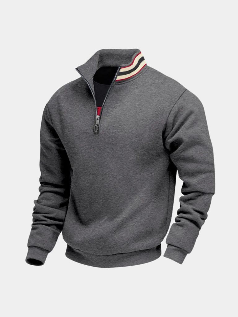 Regent Striped High Collar Pullover — North Row | Close-Up