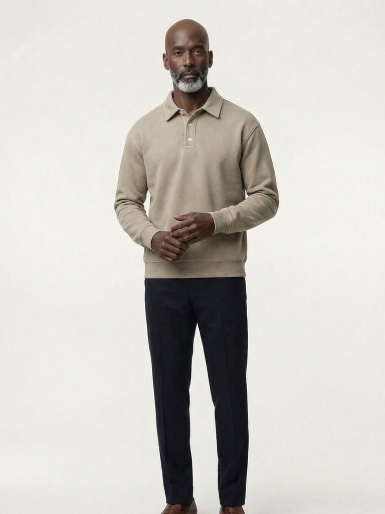 Canyon Mist Long Sleeve Polo Shirt — North Row | Back View